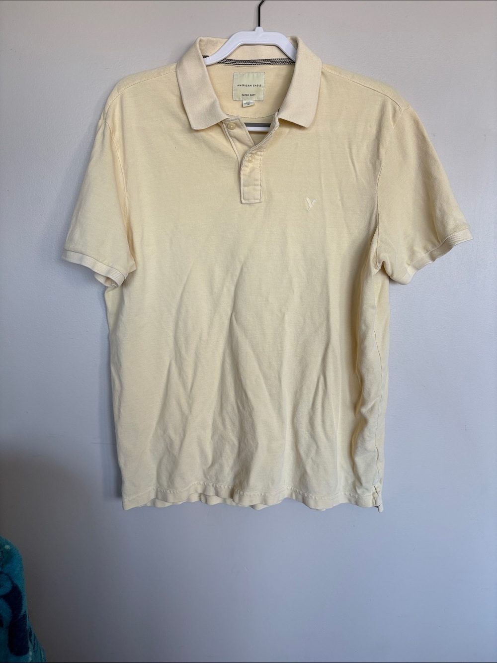 American Eagle Super Soft Polo Shirt Men’s Large Light Yellow